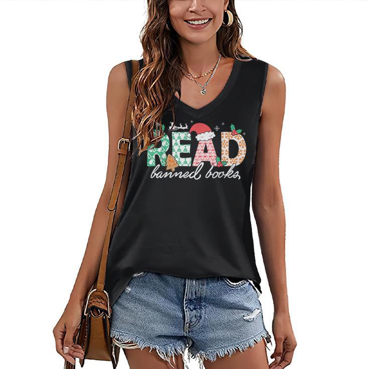 Read Banned Books Christmas Holiday Women's V-Neck Tank Top
