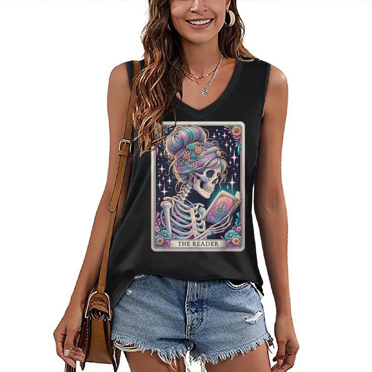 The Reader Tarot Card Women Book Lover Librarian Read Women's V-Neck Tank Top