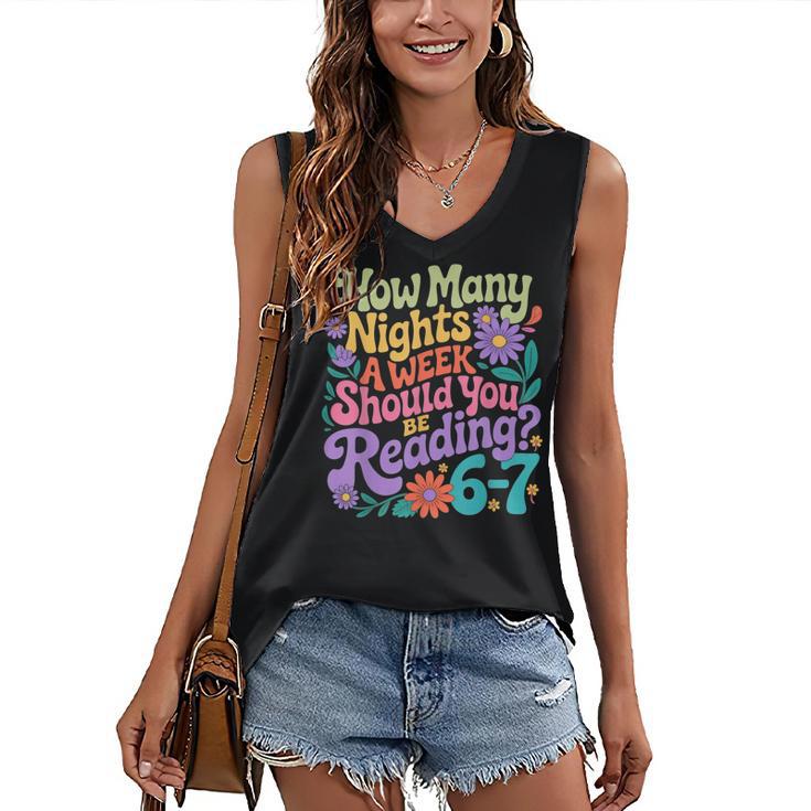 Reading Six Seven Meme Book Lover 67 Teacher 6 7 Women's V-Neck Tank Top