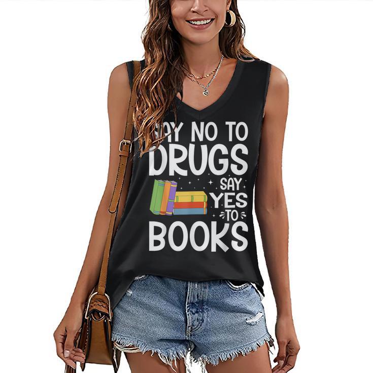 Red Ribbon Week Say No To Drugs Say Yes To Books Drug Free Women's V-Neck Tank Top