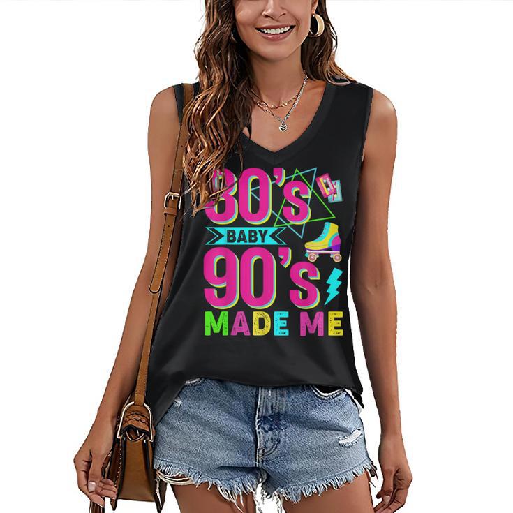 Retro 1980s 80's Baby 1990s 90's Made Me Nostalgia Vibes Women's V-Neck Tank Top
