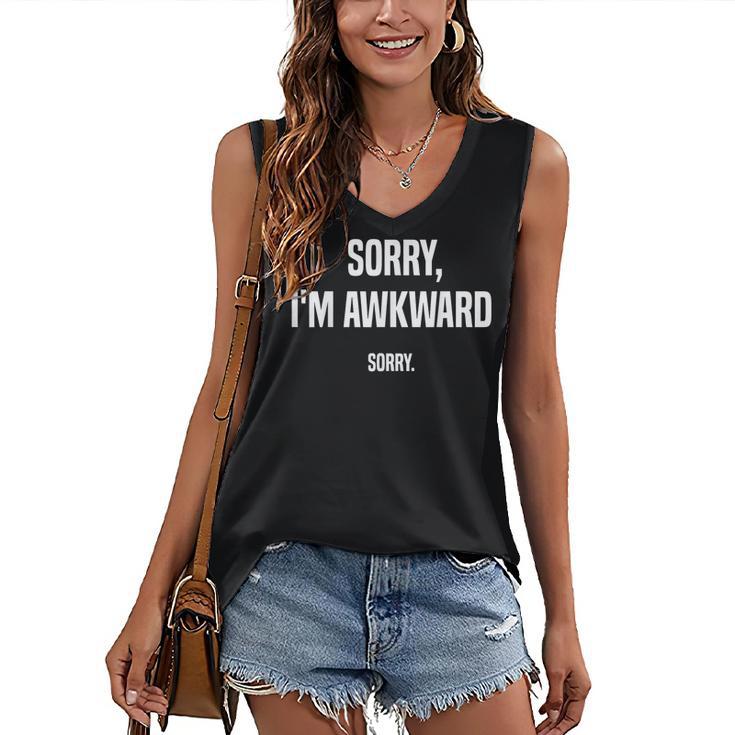 Retro Sorry I'm Awkward Sorry Introvert Awkward Women's V-Neck Tank Top