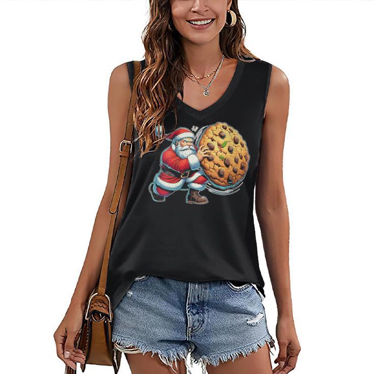 Santa Holding Cookie Xmas Baker Introvert Christmas Women's V-Neck Tank Top