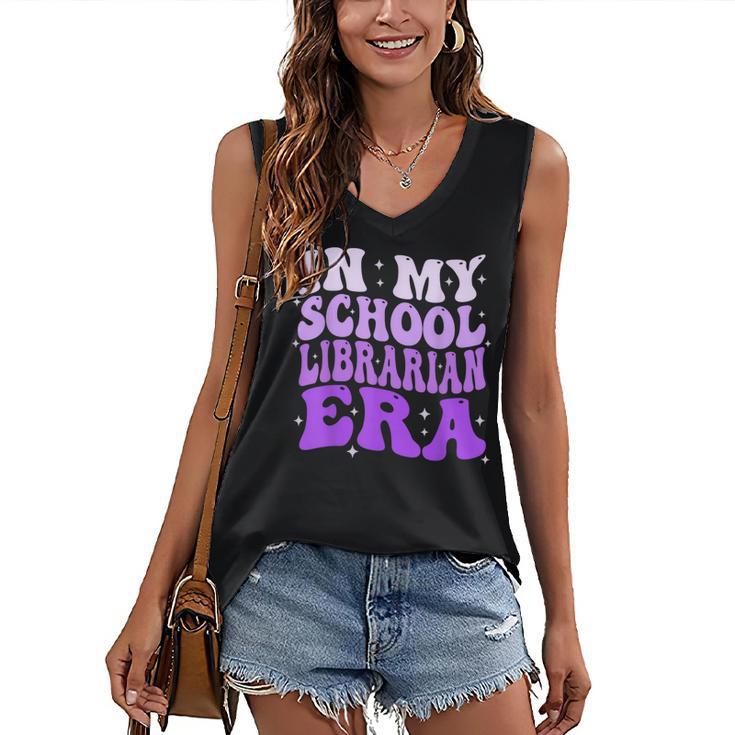 In My School Librarian Era Groovy Back To School Book Lover Women's V-Neck Tank Top