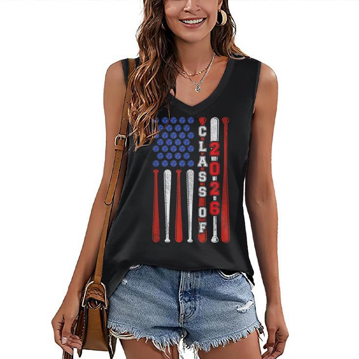 Senior 2026 Baseball American Flag Class Of 2026 Graduation Women's V-Neck Tank Top