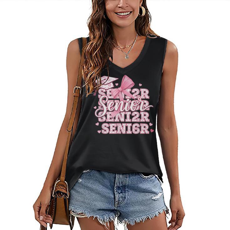 Senior 2026 Class Of 2026 Cute Coquette Pink Bow Graduation Women's V-Neck Tank Top