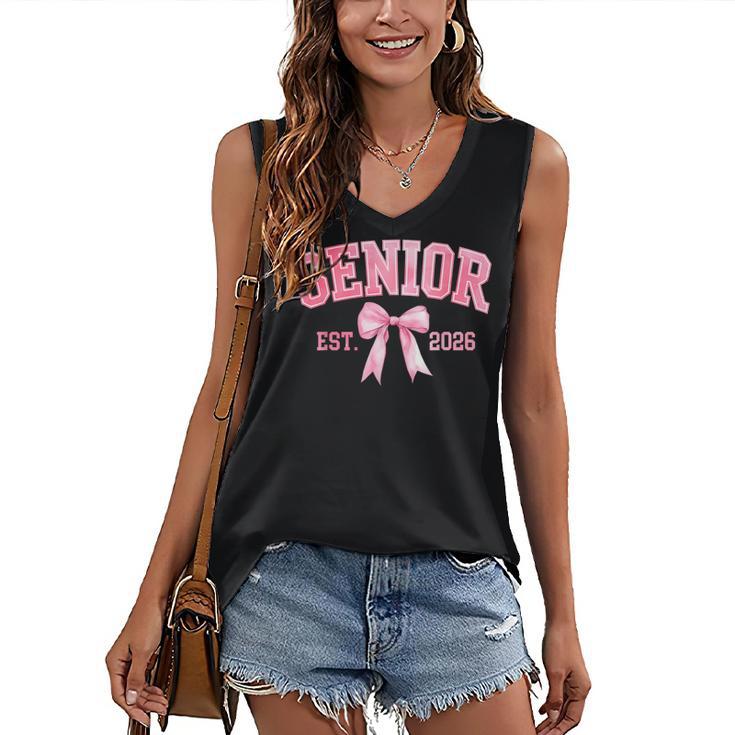 Senior 2026 Coquette Pink Bow Class Of 2026 Graduation Girls Women's V-Neck Tank Top