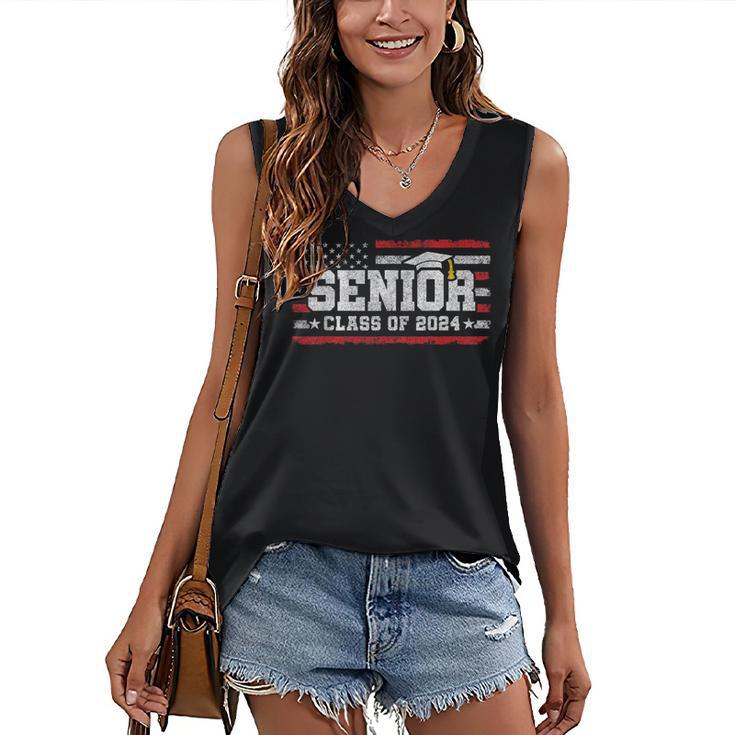 Senior Class 2024 Graduation American Flag Senior 2024 For Women Men Women's V-Neck Tank Top