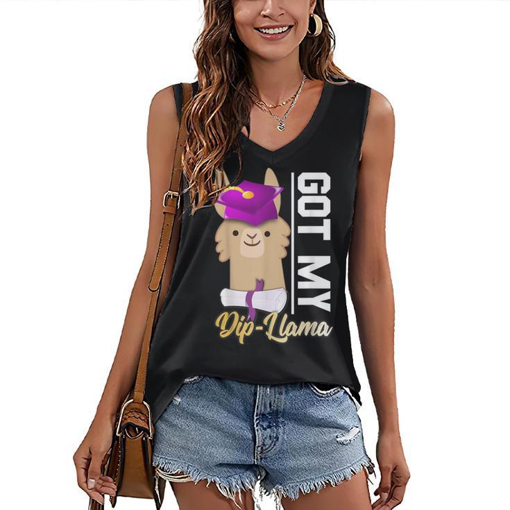 Senior Graduation TShirt 2019 Got My Diploma Llama Pun Shirt Women's V-Neck Tank Top
