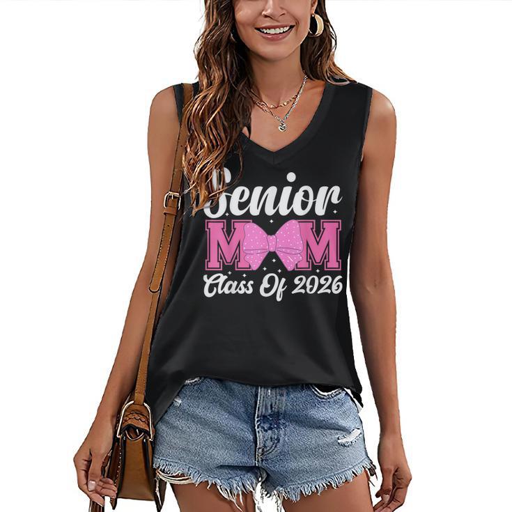 Senior Mom Class Of 2026 Pink Coquette Bow Graduation Women's V-Neck Tank Top