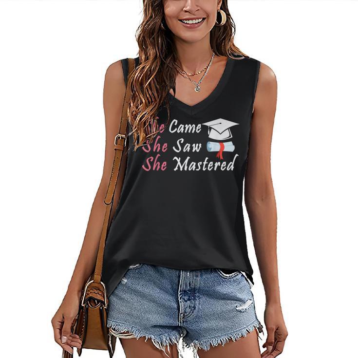 She Came She Saw She Mastered Graduation Women's V-Neck Tank Top