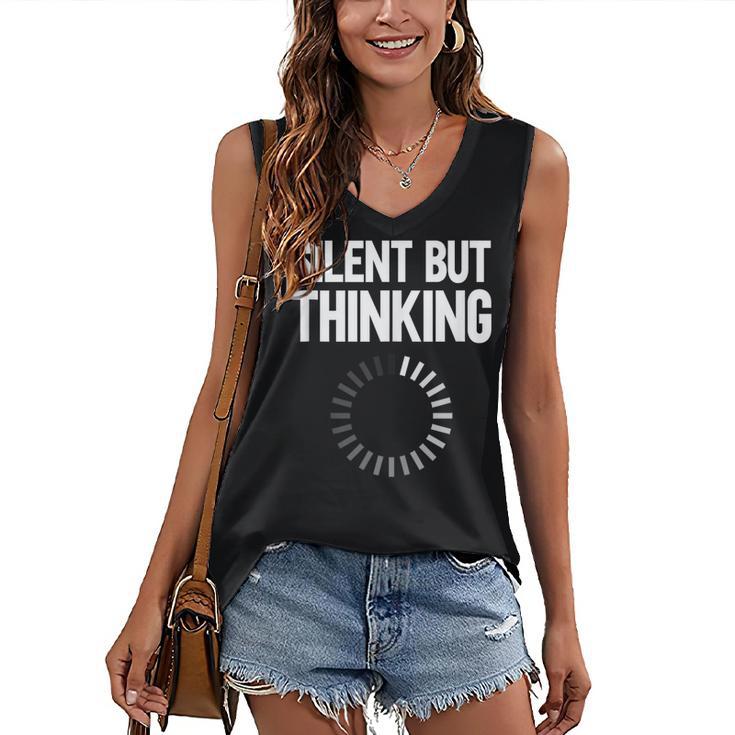Silent But Thinking Introvert Women's V-Neck Tank Top