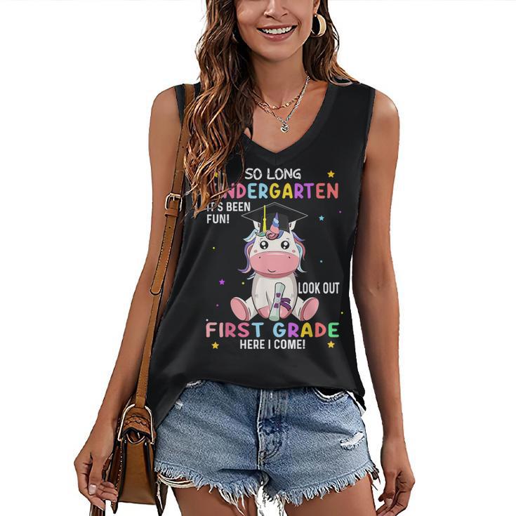 So Long Kindergarten Graduation Class 2025 Unicorn Girls Women's V-Neck Tank Top