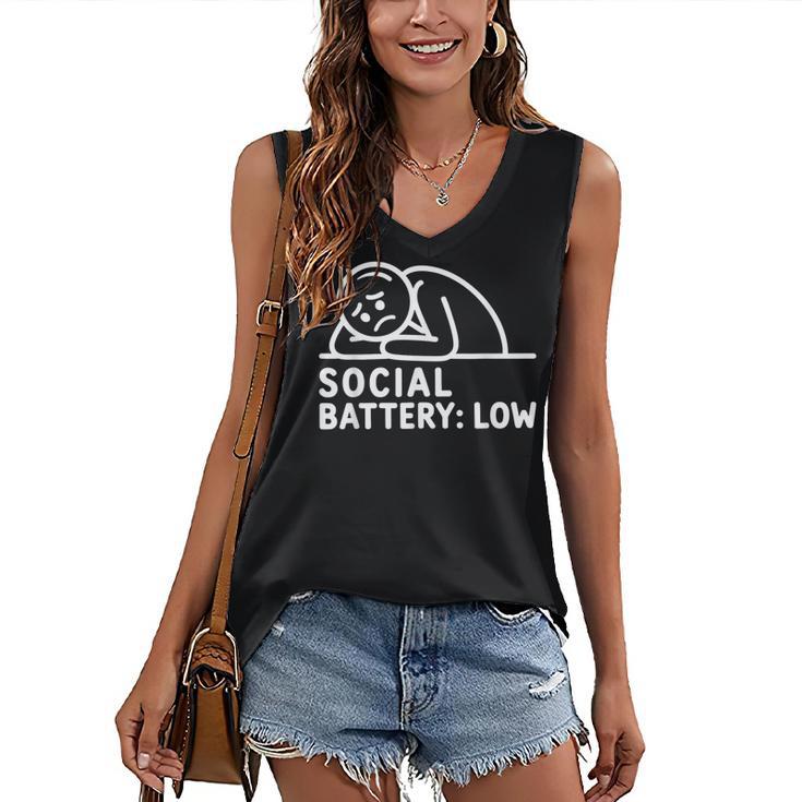 Social Battery Low Apparel Introvert Humor Women's V-Neck Tank Top