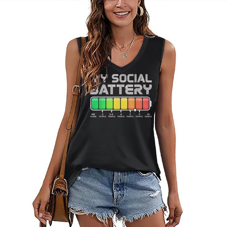 Social Battery Low Energy Antisocial Introvert Women's V-Neck Tank Top
