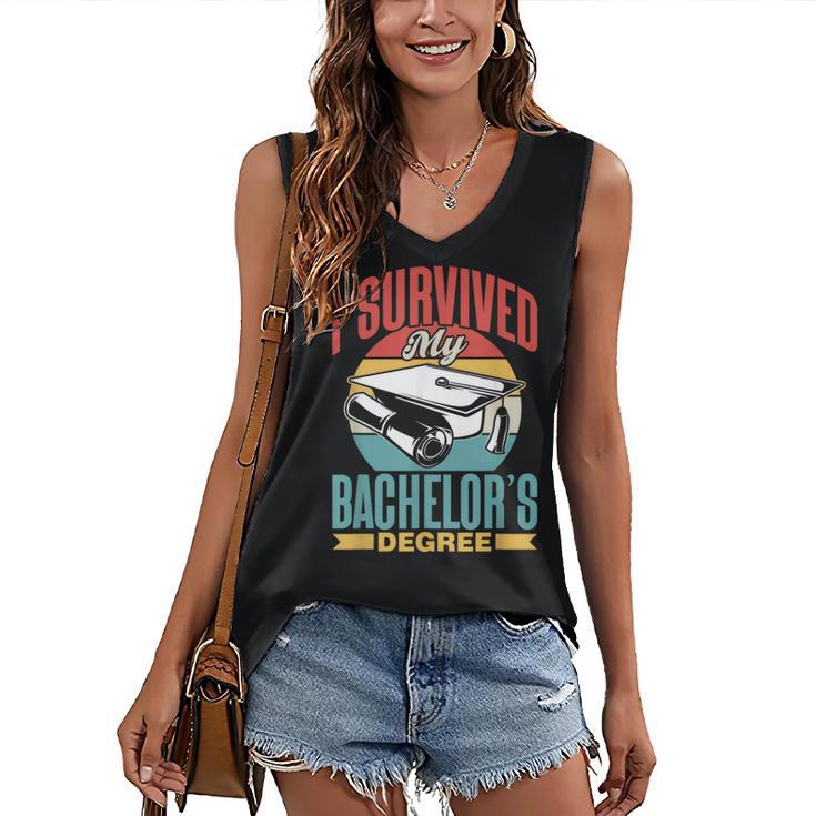 I Survived My Bachelor's Degree Party Bachelor Graduation Women's V-Neck Tank Top