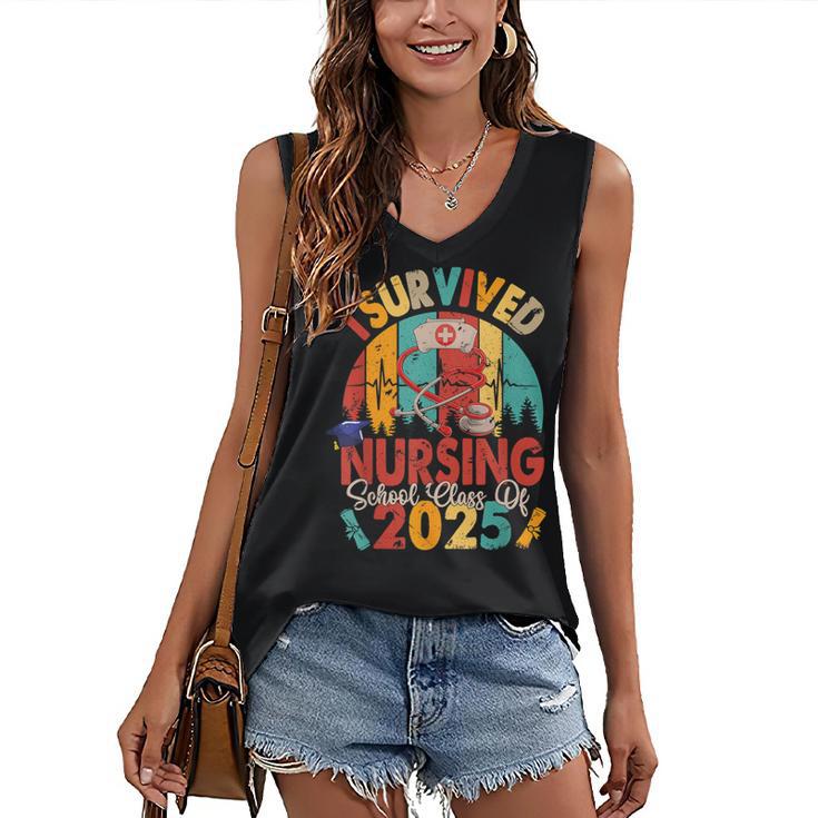 I Survived Nursing School Class Of 2025 Proud Graduation Women's V-Neck Tank Top