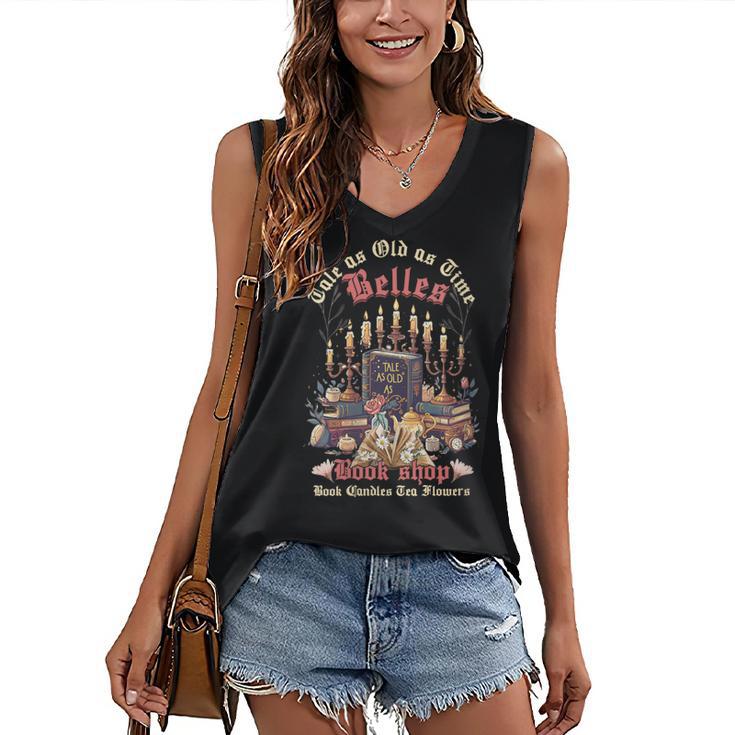 Tale As Old As Time Belles Book Shop Book Candles Tea Flower Women's V-Neck Tank Top