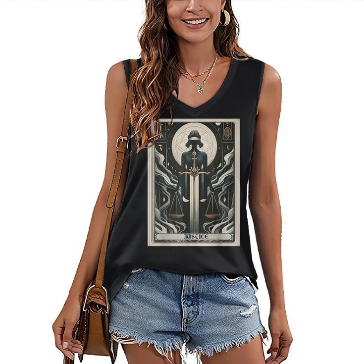 Tarot Cards Guide Book Esoteric Mysticism Clothing Tarot Card Justice Women's V-Neck Tank Top