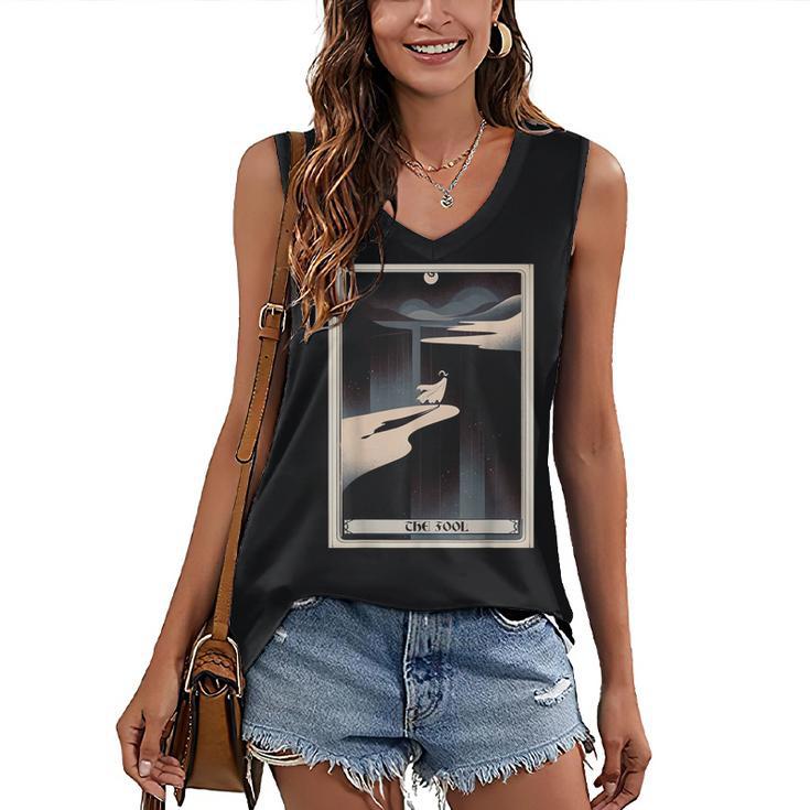 Tarot Cards Guide Book Esoteric Mysticism Clothing The Fool Tarot Card -Adults & Kids Small Short Sleeve Crew Neck Classic Fit Women's V-Neck Tank Top