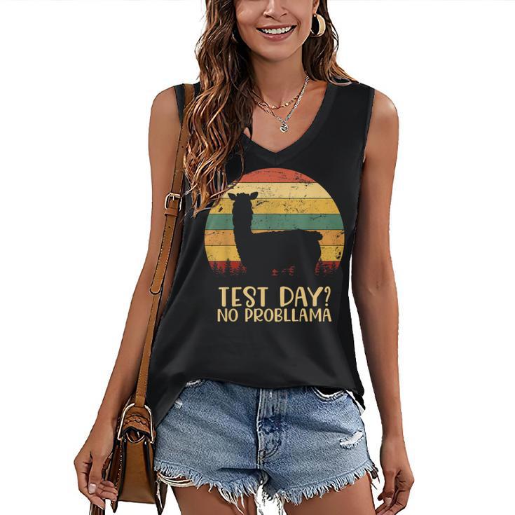 Test Day No Probllama Silhouette Teacher Student Graduation Women's V-Neck Tank Top