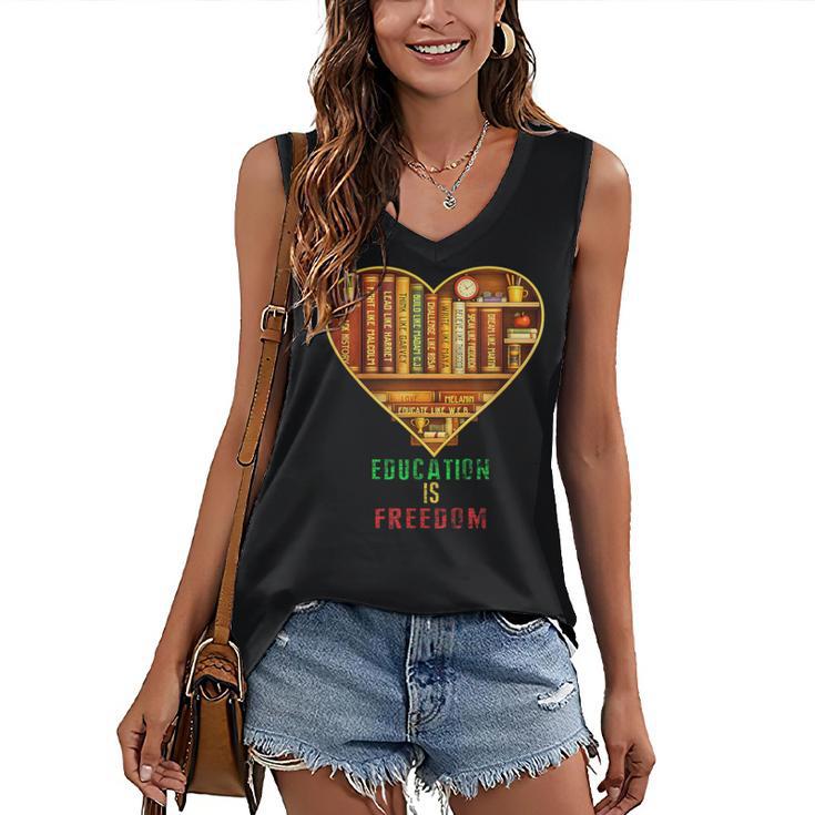 History Education Is Freedom Books Black History Heart Women's V-Neck Tank Top