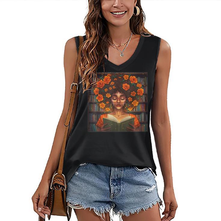 History Month Black Afro Girl Women Book Lovers Women's V-Neck Tank Top
