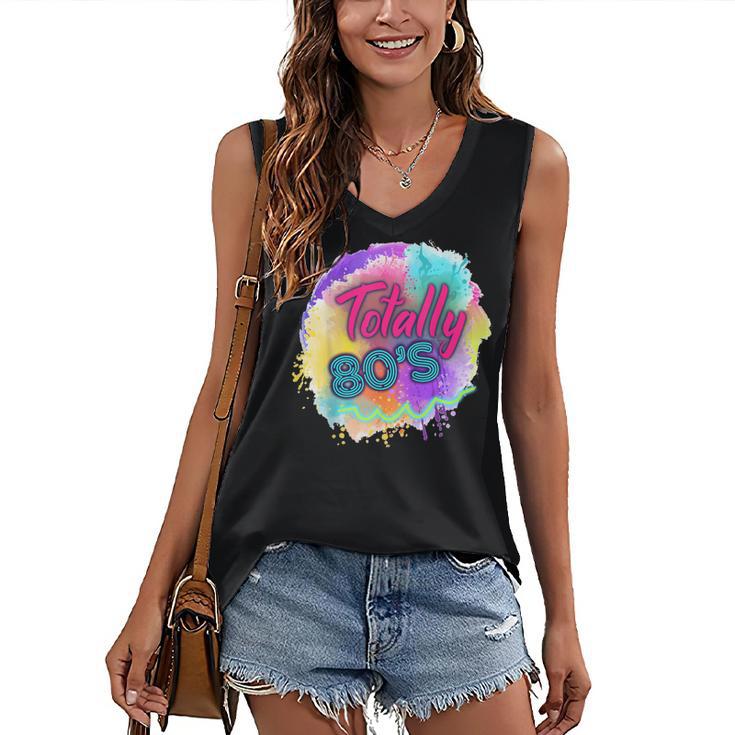 Totally 80's Tie Dye Retro Vibes 1980s Style Nostalgia Women's V-Neck Tank Top