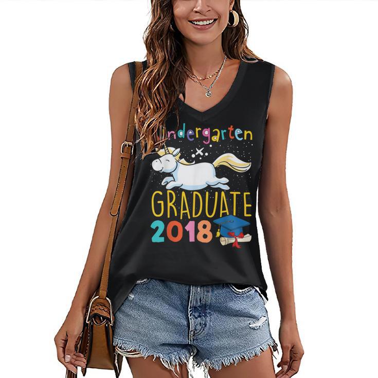 Unicorn Kindergarten Graduation Shirt Girls Women's V-Neck Tank Top