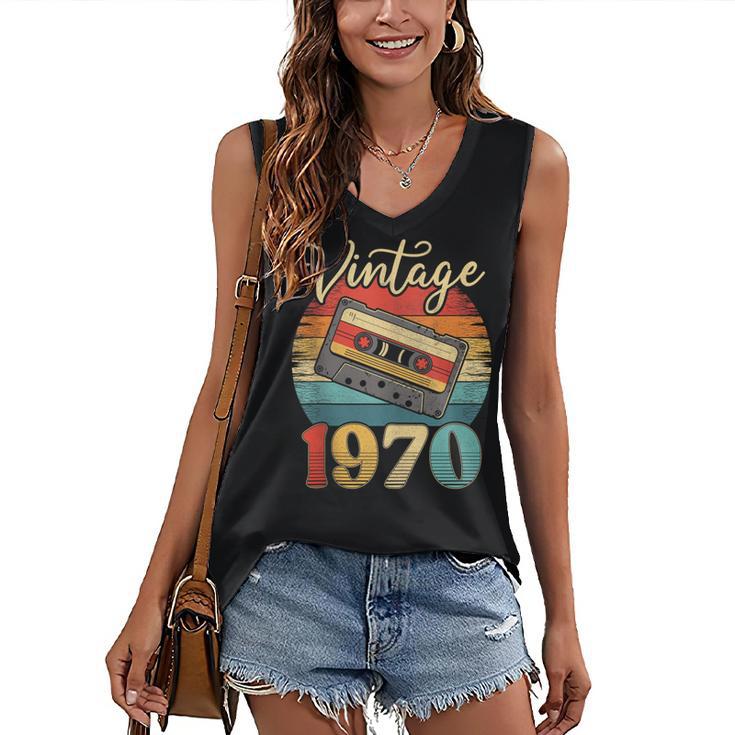 Vintage 1970 Retro Cassette Tape 70s Born Nostalgia Birthday Women's V-Neck Tank Top