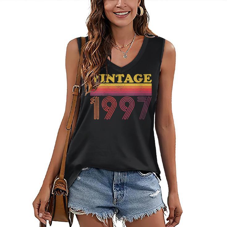Vintage 1997 Retro Style 90's Born Nostalgia Vibes Birthday Women's V-Neck Tank Top
