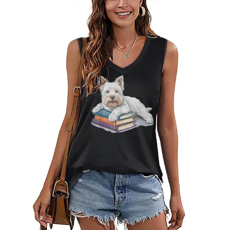 West Highland Terrier Books Dog Breed Westie Women's V-Neck Tank Top