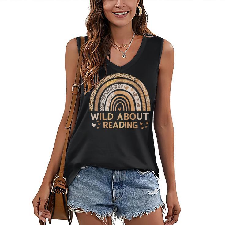 Wild About Reading Books Reader Lover Bookworm Librarian Women's V-Neck Tank Top