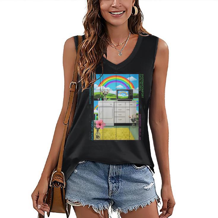 Women's Frutiger Aero Aesthetic Rainbow Glitch Art Women's V-Neck Tank Top