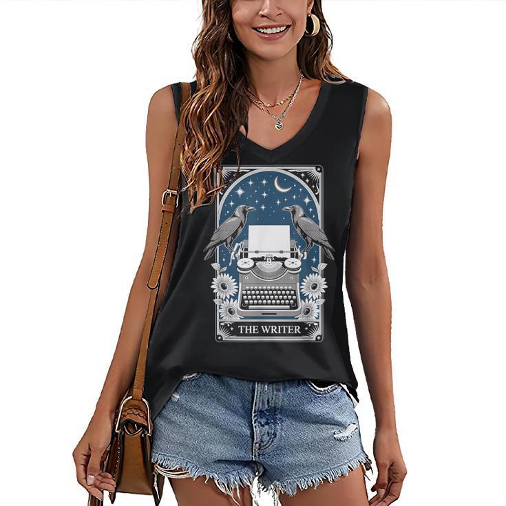 The Writer Typewriter Crow Writing Journalist Book Writer Women's V-Neck Tank Top
