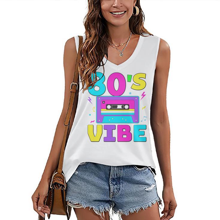 80's Vibe Retro Style Cassette Tape Nostalgia 1980s Party Premium Tri-Blend Women's V-Neck Tank Top