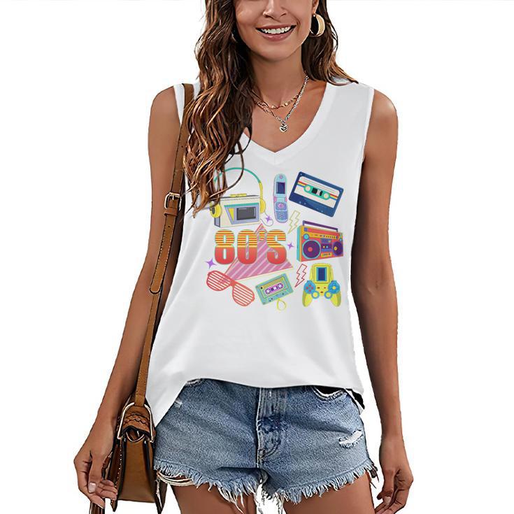 80's Vintage Cassette Tape Nostalgia Mixtape Era 1980s Retro Premium Tri-Blend Women's V-Neck Tank Top