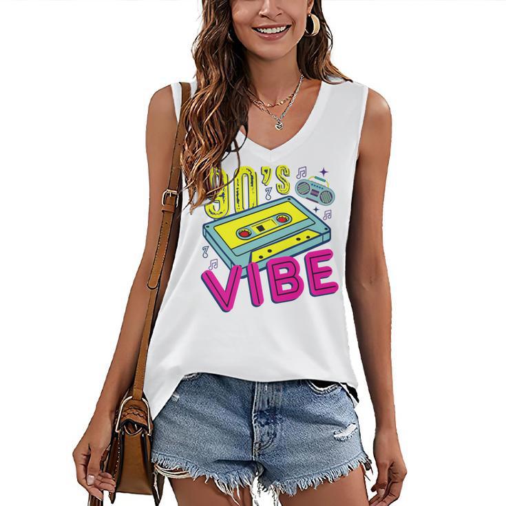 90's Vibe Retro Style Cassette Tape Nostalgia 1990s Party Women's V-Neck Tank Top
