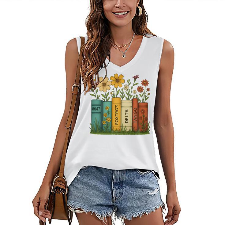 Book Flower 8647 Foxtrots Deltas Tangos Women's V-Neck Tank Top