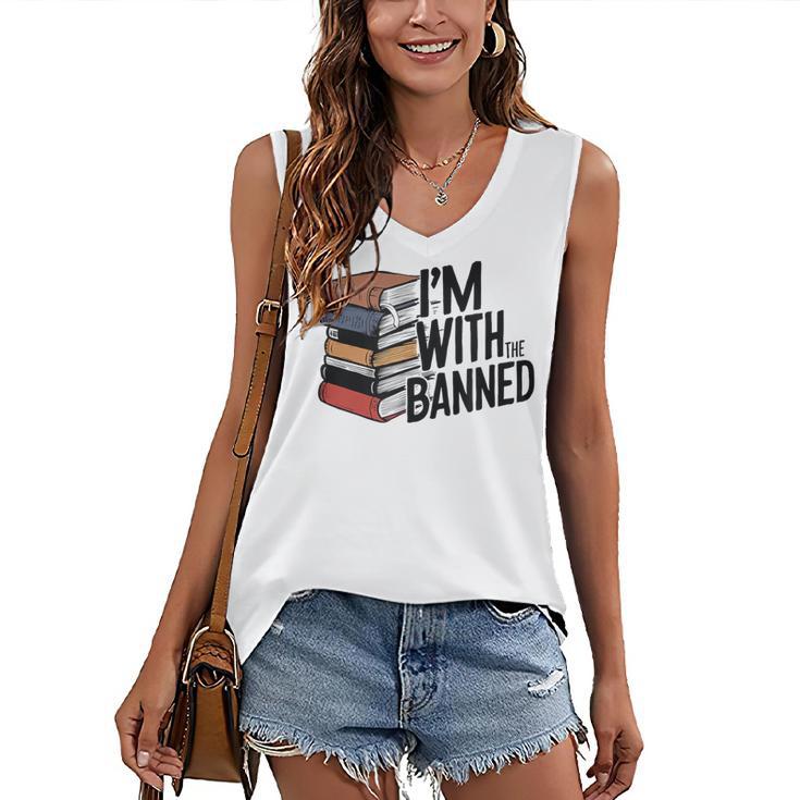 Book Lovers Im With The Banned Books For Reading Librarian Women's V-Neck Tank Top