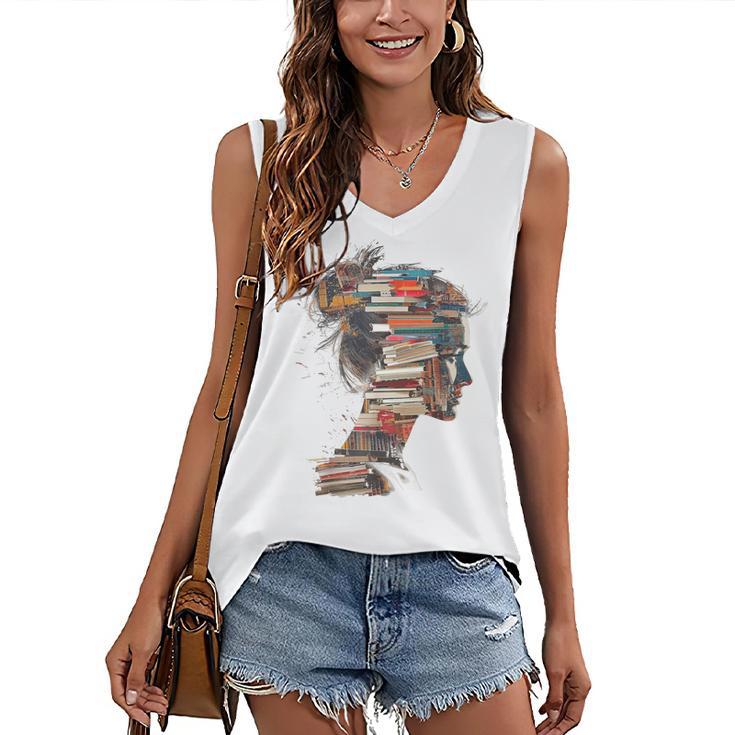 Books Lover Women Art Colorful Drawing Graphic Books Women's V-Neck Tank Top