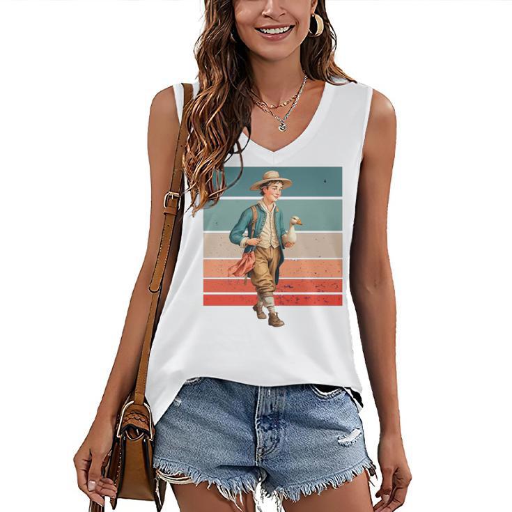 Boy Goose Vintage Rural Pastoral Charm Nostalgia Simple Life Women's V-Neck Tank Top
