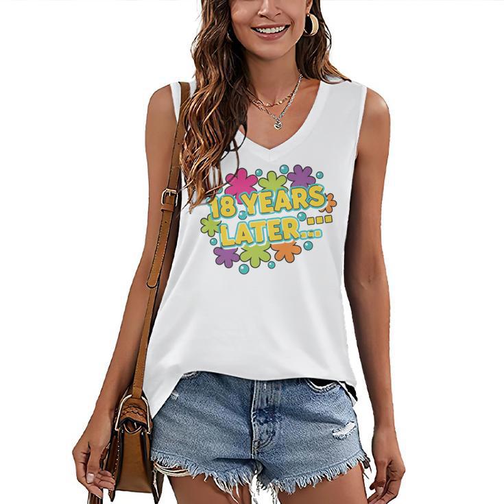 Cartoons Retro 18 Years Later Groovy Pop Art Nostalgia Women's V-Neck Tank Top