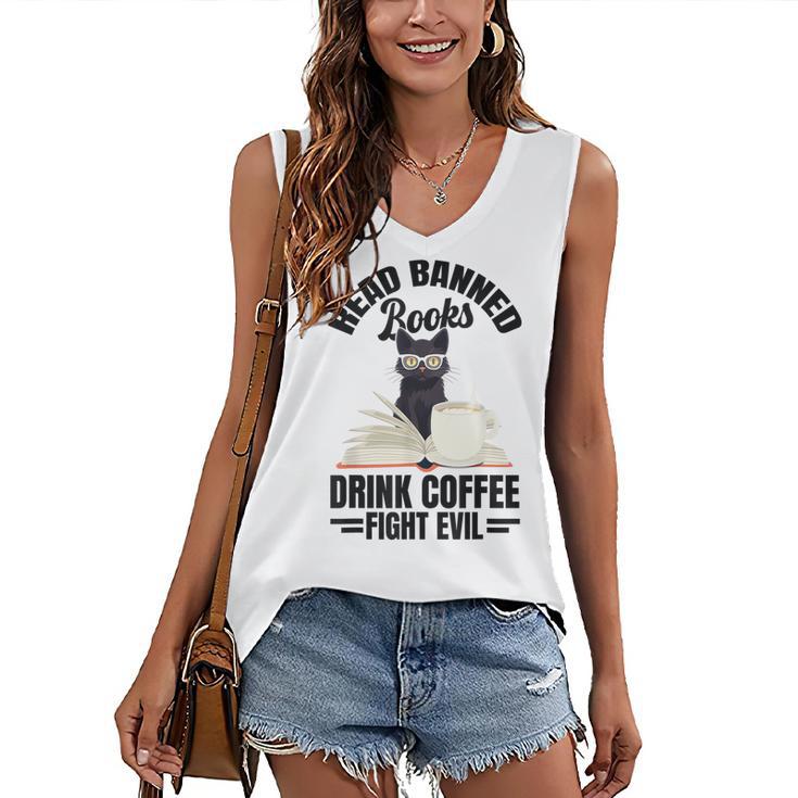 Cat I Read Banned Books Shirt Bookworm Avid Reader For Men Women Kids Women's V-Neck Tank Top
