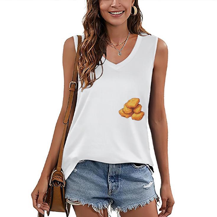 Chicken Nugget Saying Introvert Nuggie Foodie Food Women's V-Neck Tank Top