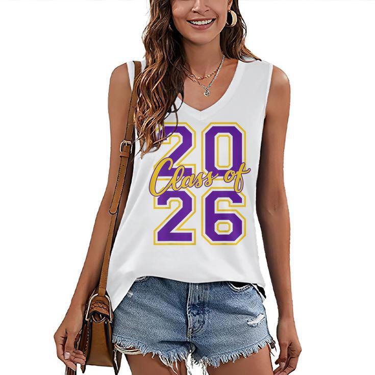 Class Of 2026 Graduation Varsity Purple And Yellow Letters Women's V-Neck Tank Top