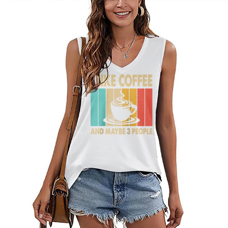 I Like Coffee And Maybe 3 People Introvert Anti-Social Raglan Baseball Tee Women's V-Neck Tank Top