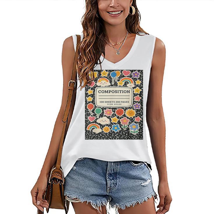 Composition Notebook Costume Teacher Matching Halloween Book Women's V-Neck Tank Top