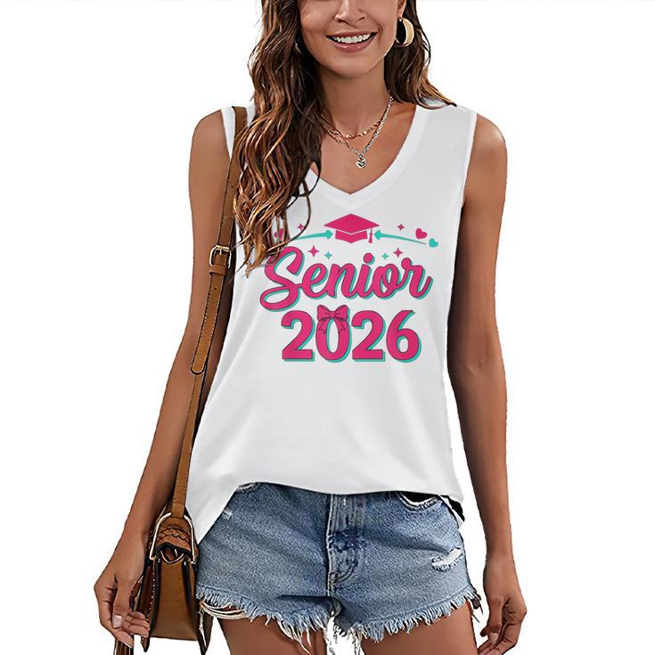 Coquette Pink Bow Senior 2026 Class Of Graduation Women's V-Neck Tank Top
