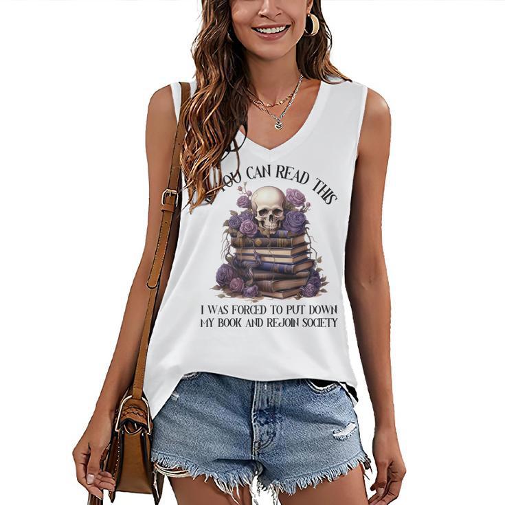 Dark Romance Merch I Put Down My Book Lover Spicy Skeleton Women's V-Neck Tank Top